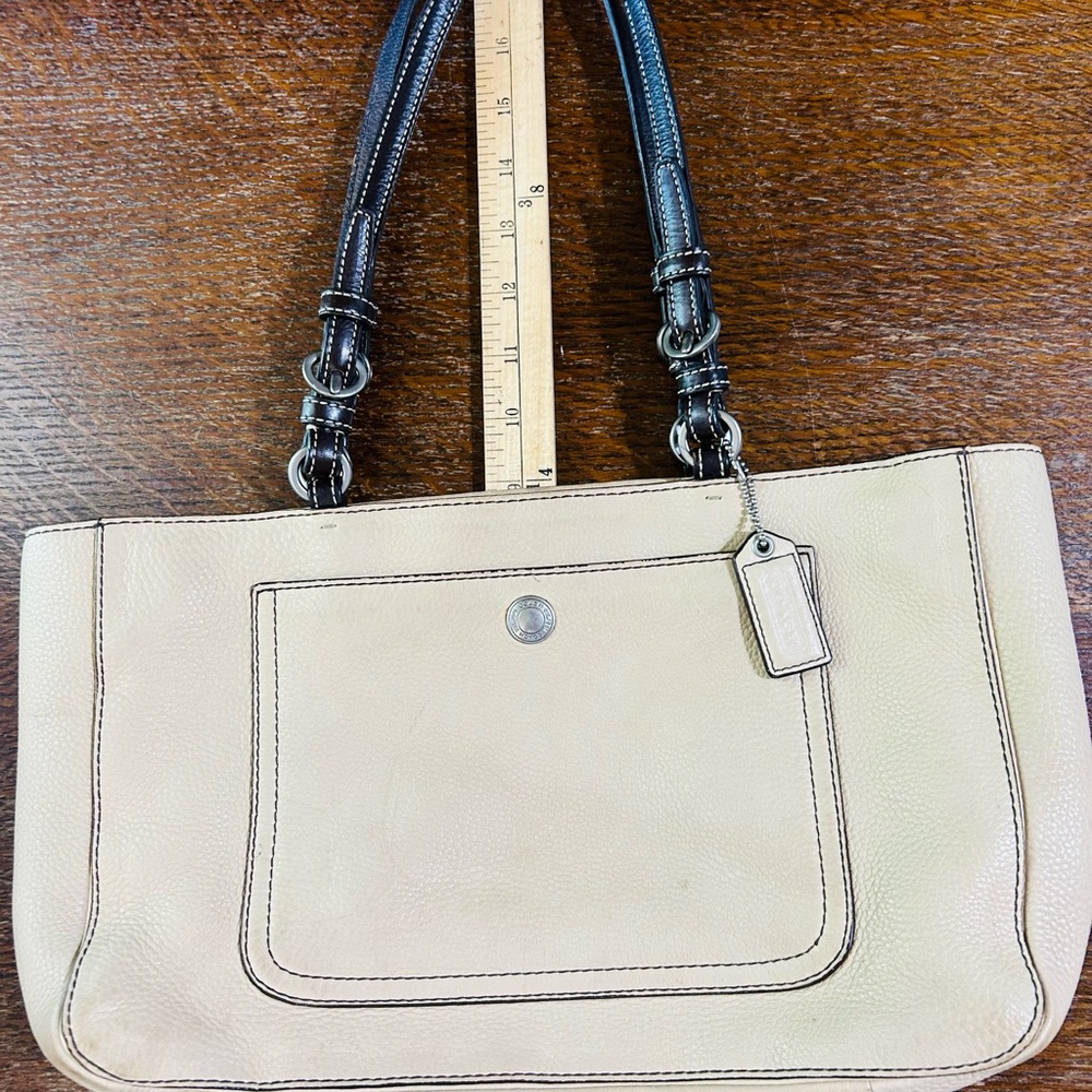 Coach Beige Pebble Leather Tote F10892